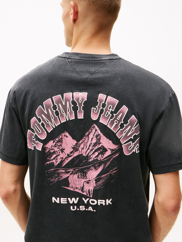 Black Back Graphic Relaxed Crew Neck T-Shirt  Men