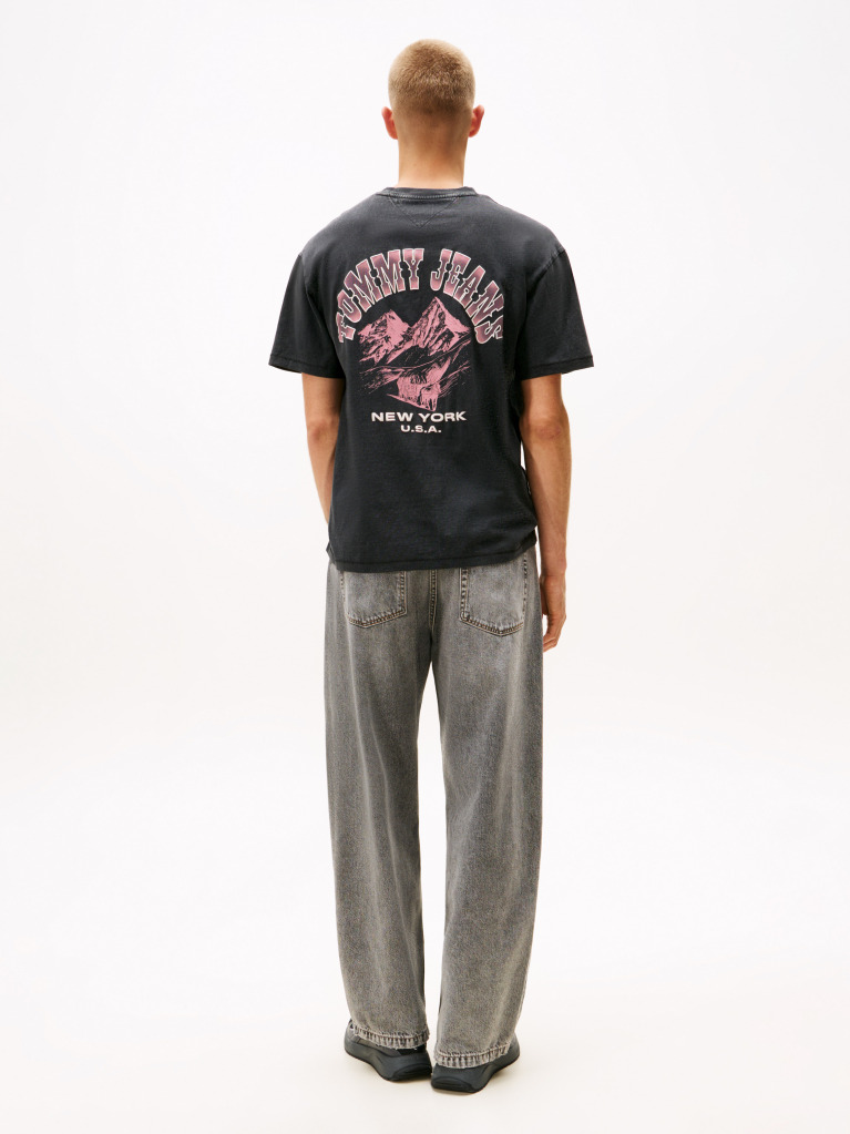Black Back Graphic Relaxed Crew Neck T-Shirt  Men