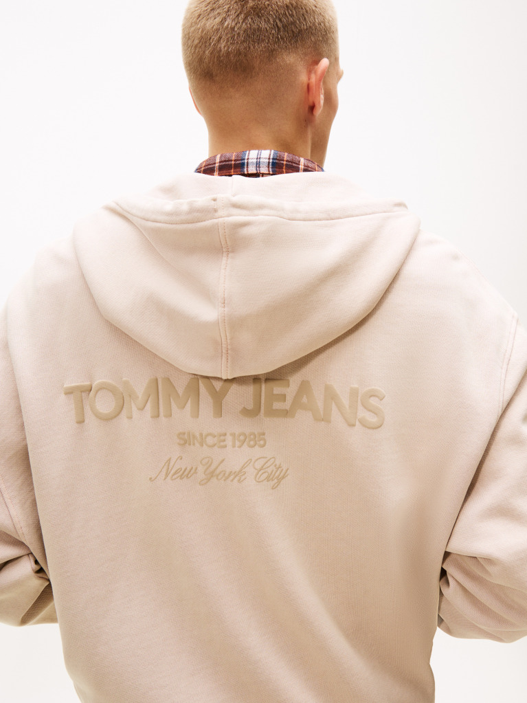 Beige 90S New Classics Back Emboidery Logo Hoodie  Men