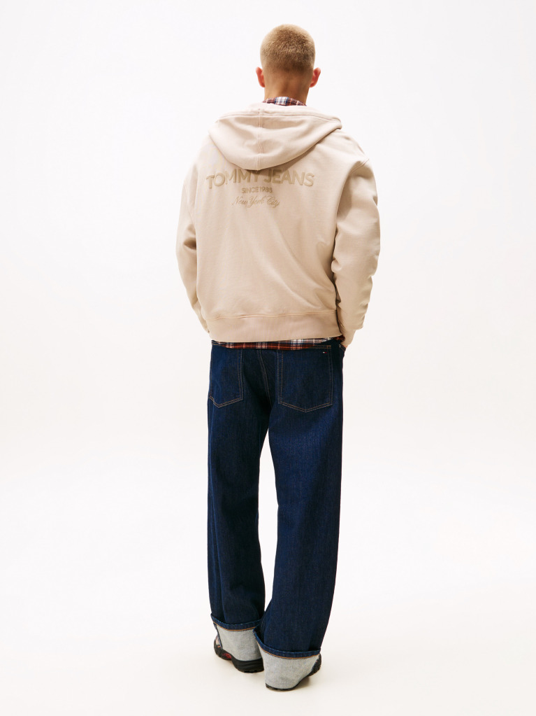 Beige 90S New Classics Back Emboidery Logo Hoodie  Men