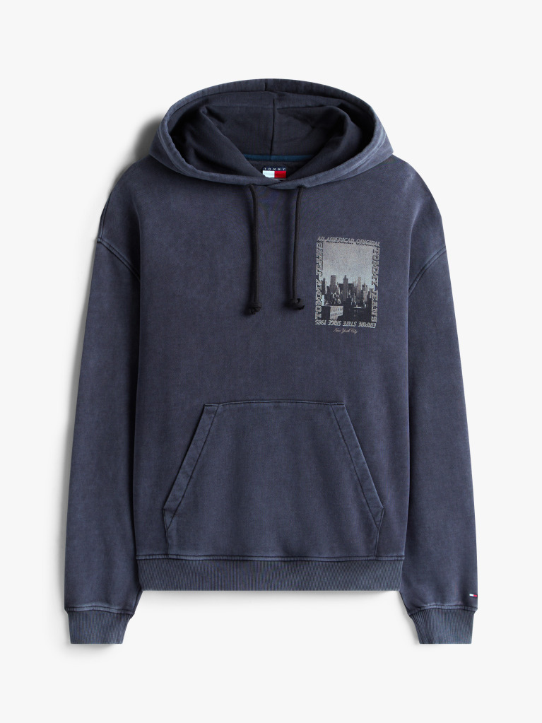 Black 9s Back Photo Print Washed Hoody  Men