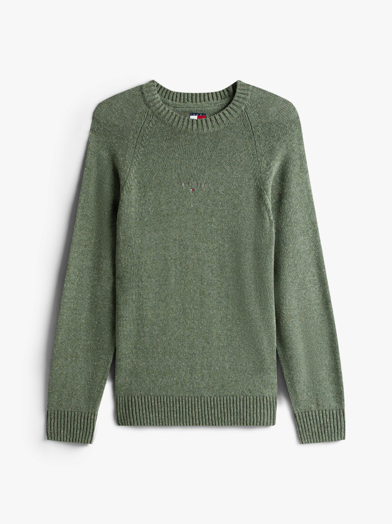 Green Linear Logo Raglan Sleeve Slim Jumper  Men