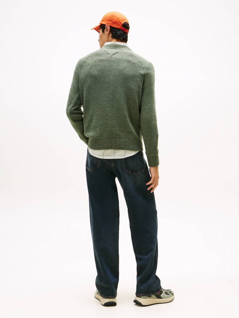 Green Linear Logo Raglan Sleeve Slim Jumper  Men