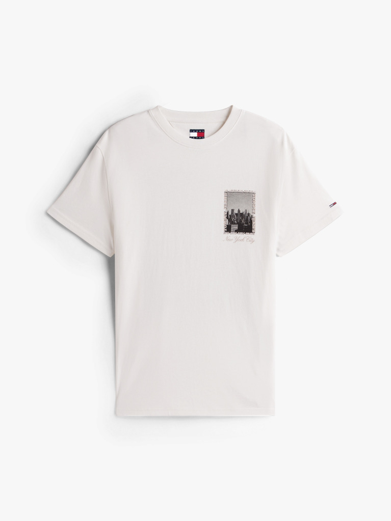 Beige Back Photo Print Jersey T-Shirt  Men