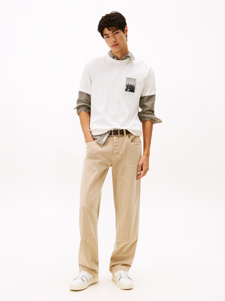 Beige Back Photo Print Jersey T-Shirt  Men