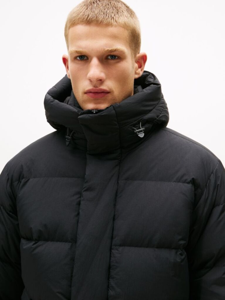 Black Hooded Down Puffer Jacket  Men