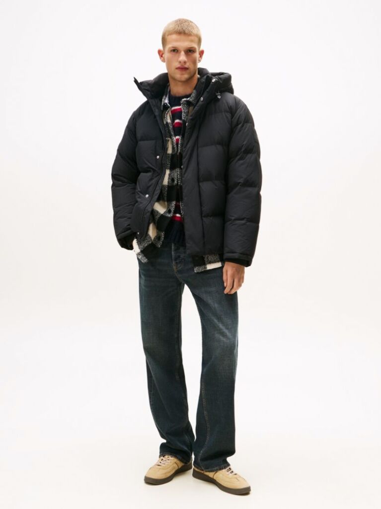 Black Hooded Down Puffer Jacket  Men