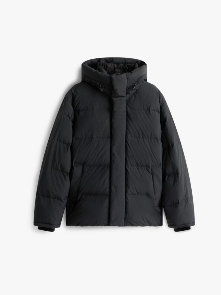 Black Hooded Down Puffer Jacket  Men