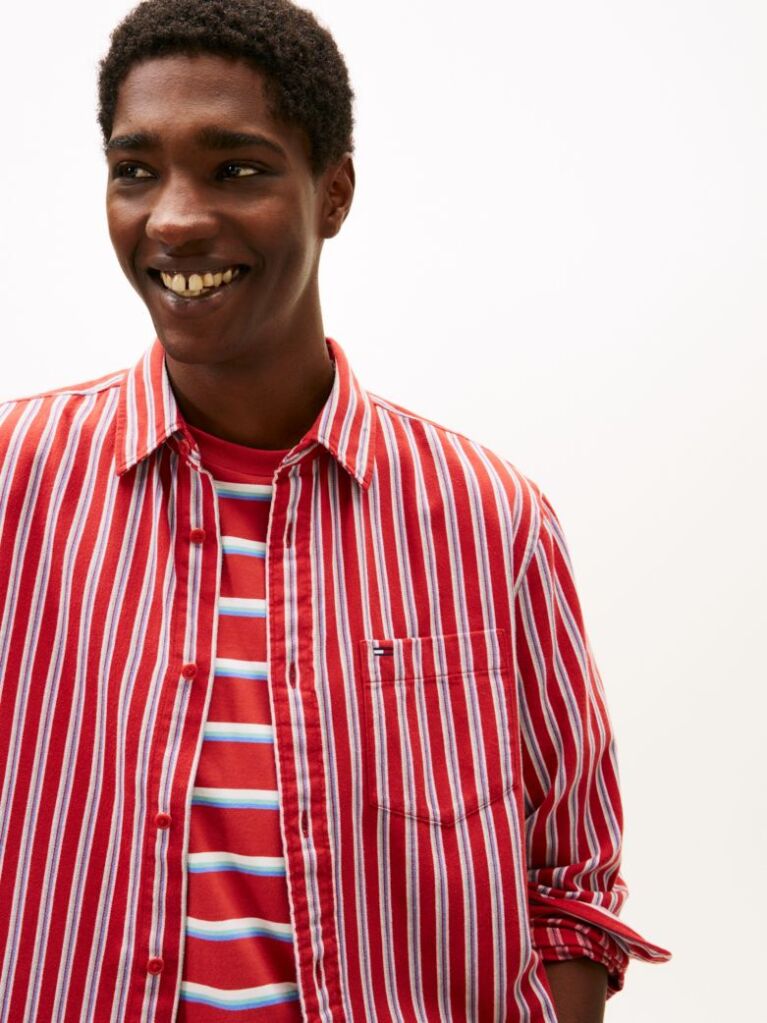 Multi Relaxed Fit Stripe Twill Shirt  Men