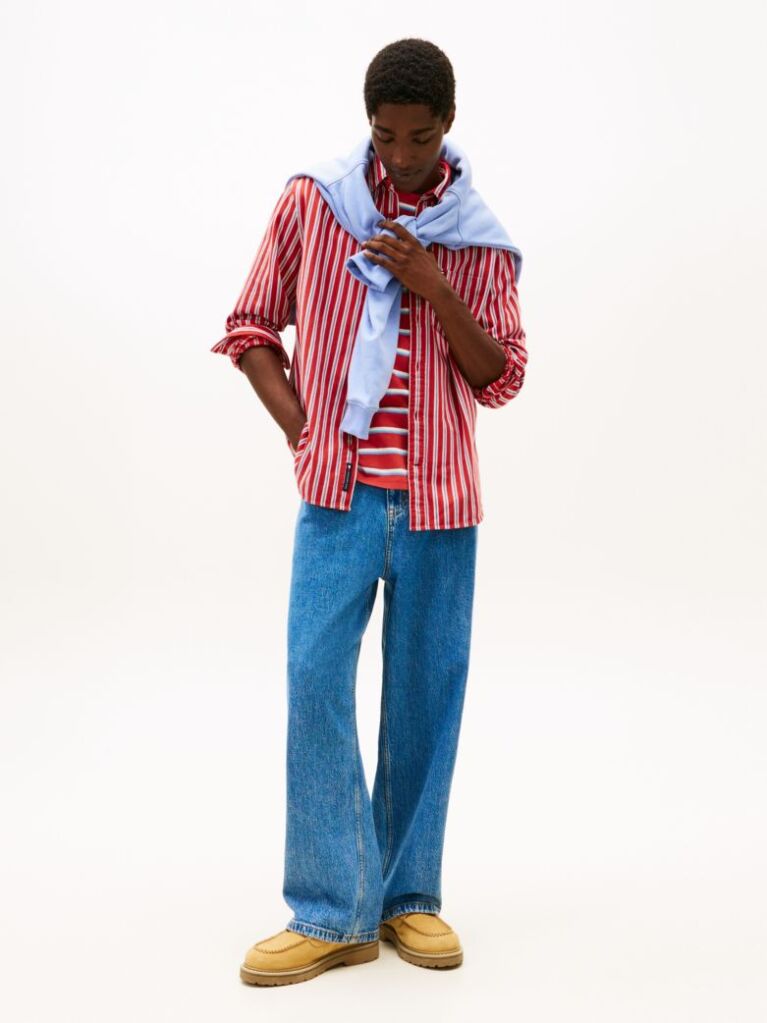 Multi Relaxed Fit Stripe Twill Shirt  Men
