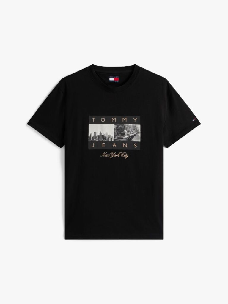 Black Photo Print Jersey Crew Neck T-Shirt  Men