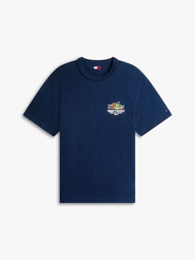Blue Graphic Logo Relaxed Textured Jersey T-Shirt  Men
