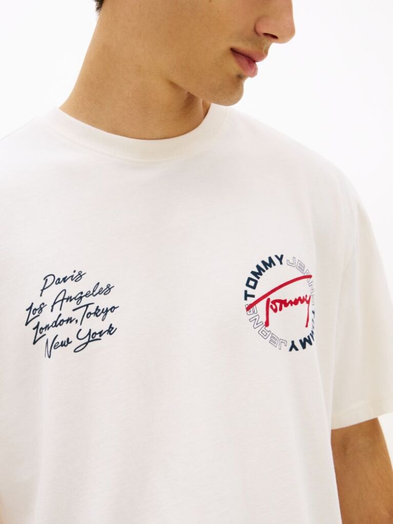 Beige Circular Back Logo Relaxed T-Shirt  Men