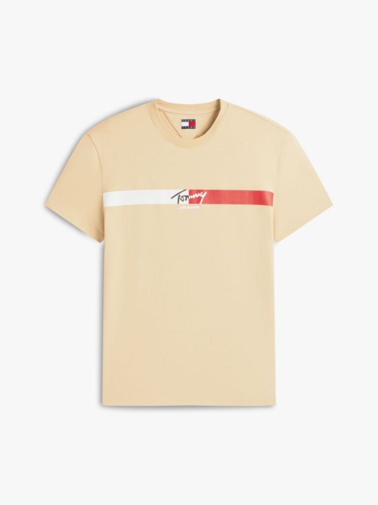 Beige Signature Logo Jersey T-Shirt  Men
