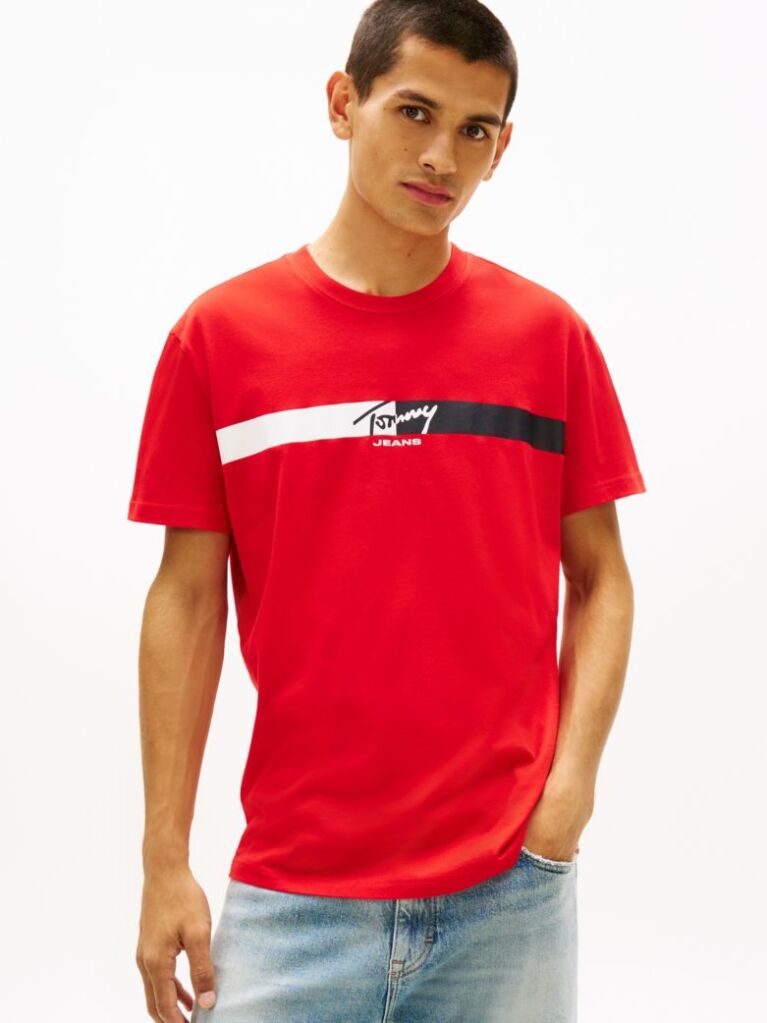 Red Signature Logo Jersey T-Shirt  Men