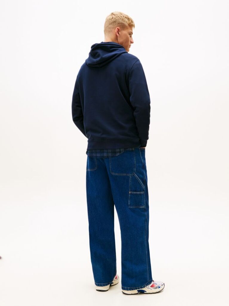 Blue Logo Terry Drawstring Hoody  Men