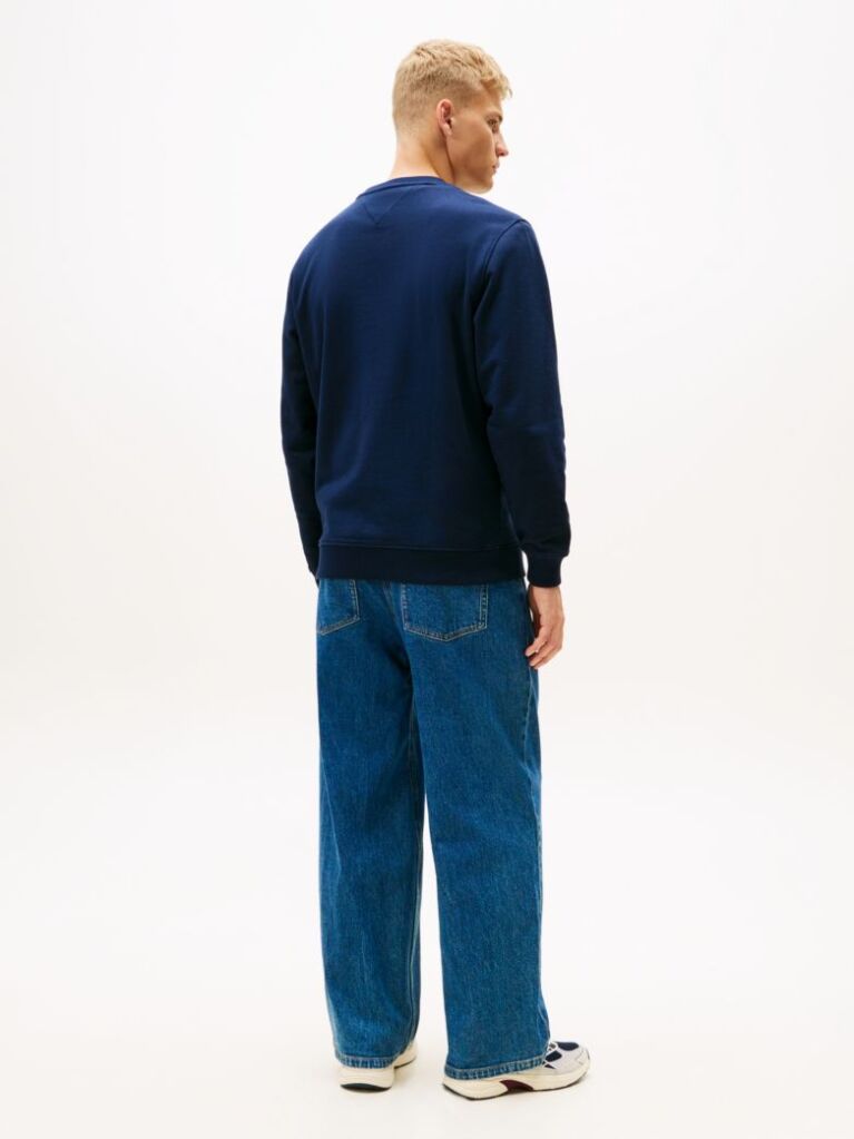 Blue Regular Tonal Flag Crew Neck Sweatshirt  Men