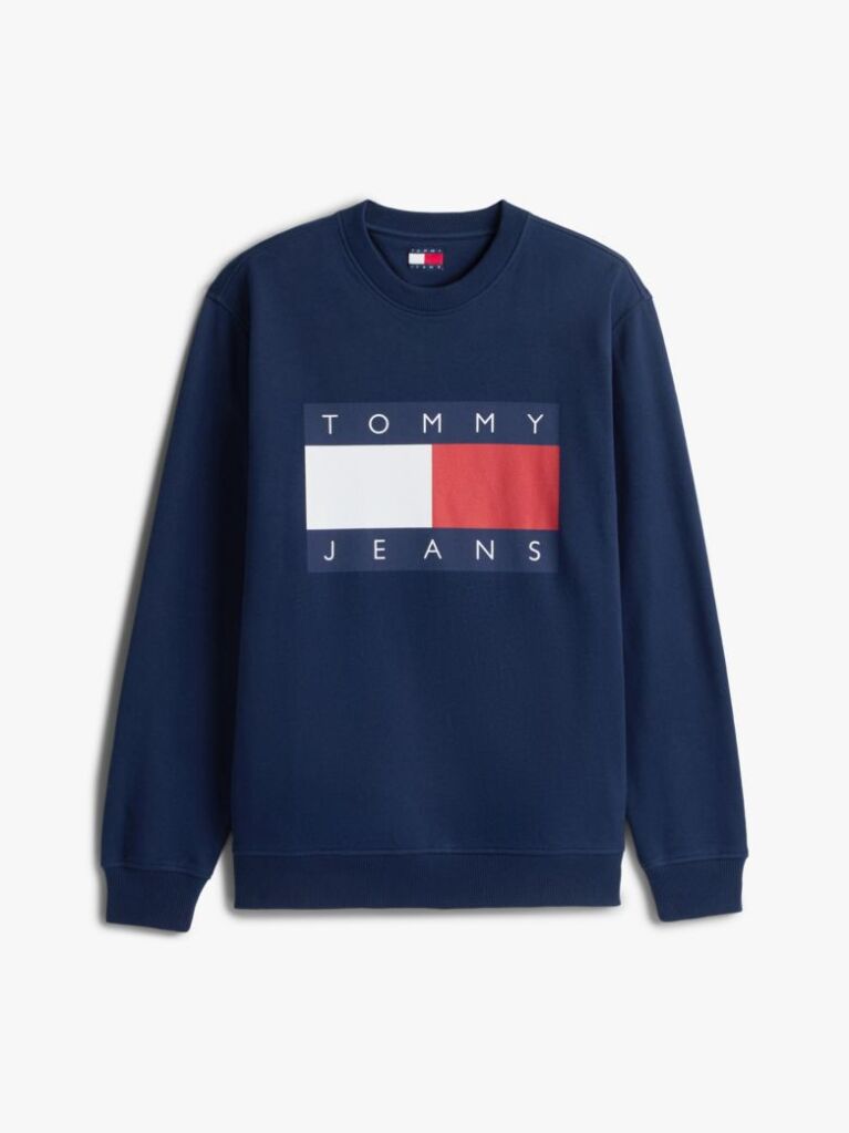 Blue Regular Tonal Flag Crew Neck Sweatshirt  Men