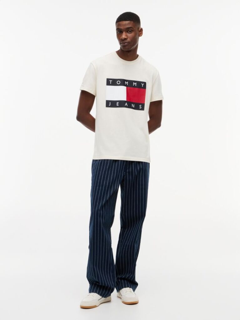 Beige Flag Badge Jersey Crew Neck T-Shirt  Men