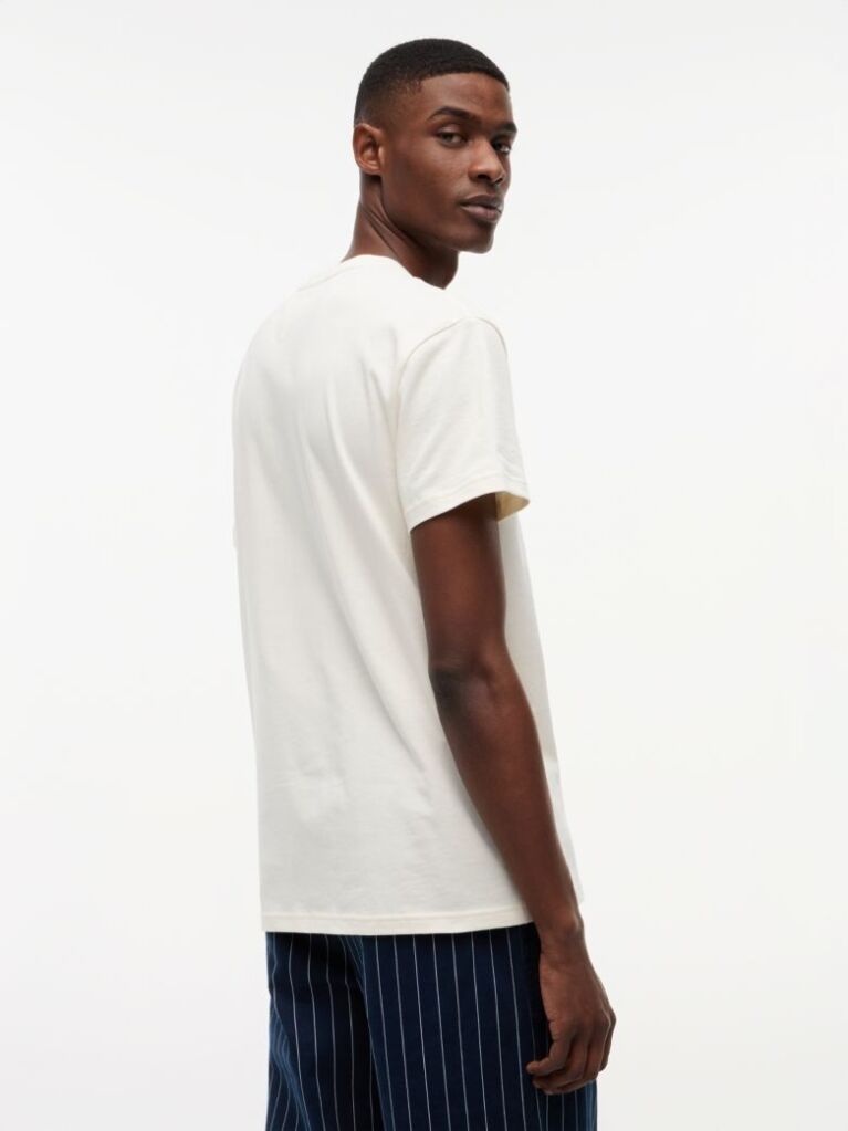 Beige Flag Badge Jersey Crew Neck T-Shirt  Men