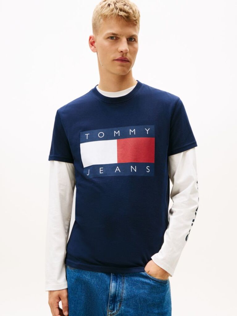 Blue Flag Badge Jersey Crew Neck T-Shirt  Men