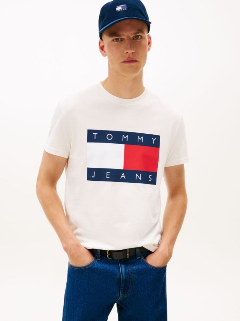 White Flag Badge Jersey Crew Neck T-Shirt  Men