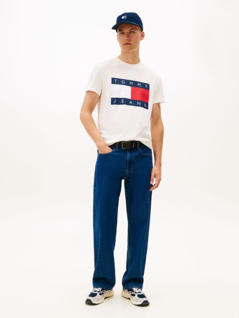 White Flag Badge Jersey Crew Neck T-Shirt  Men