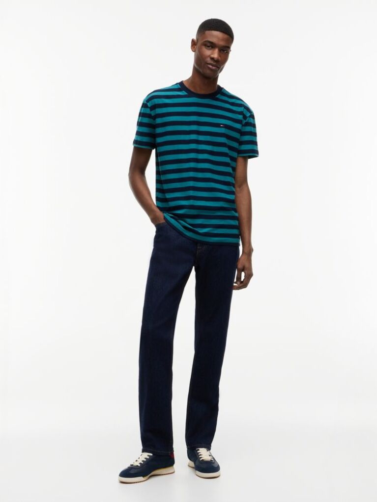 Multi Tommy Flag Stripe Jersey T-Shirt  Men