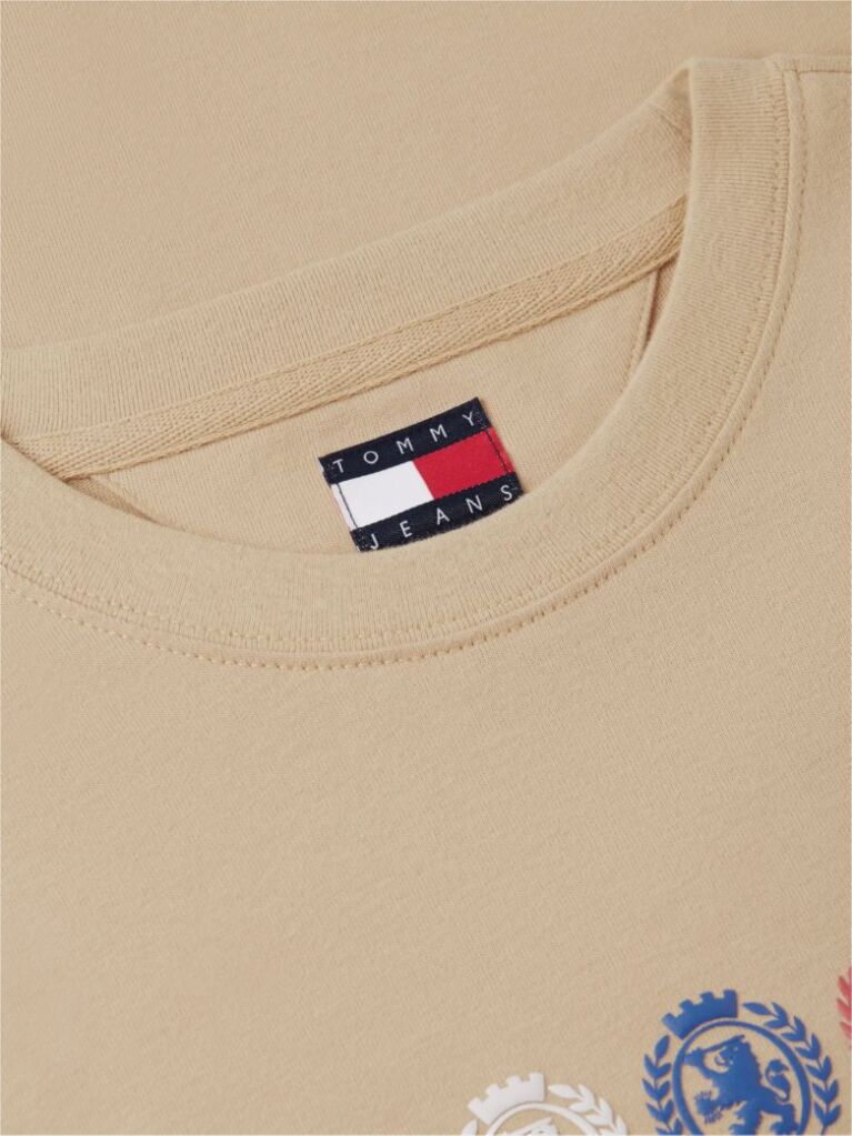 Beige Back Repeat Crest Logo Relaxed T-Shirt  Men