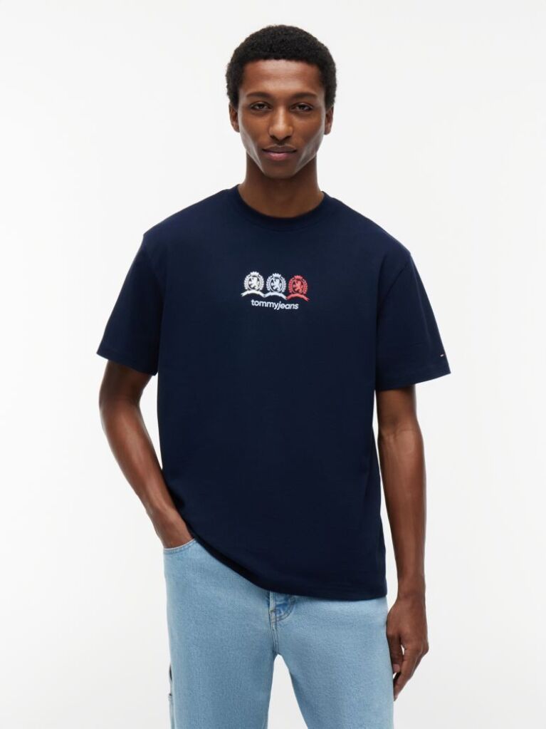Blue Back Repeat Crest Logo Relaxed T-Shirt  Men