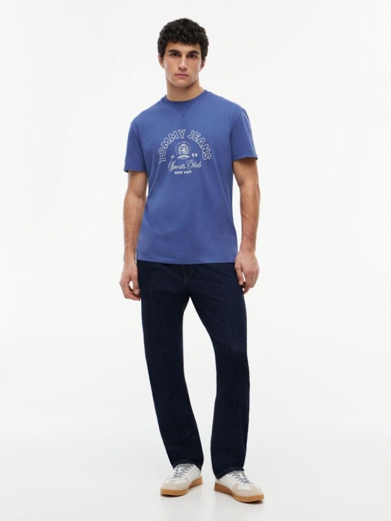 Blue Crest Logo Peached Jersey T-Shirt  Men