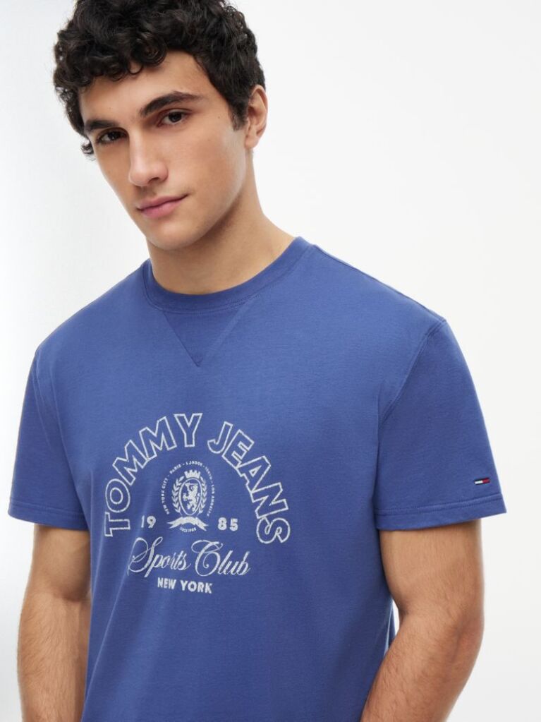 Blue Crest Logo Peached Jersey T-Shirt  Men