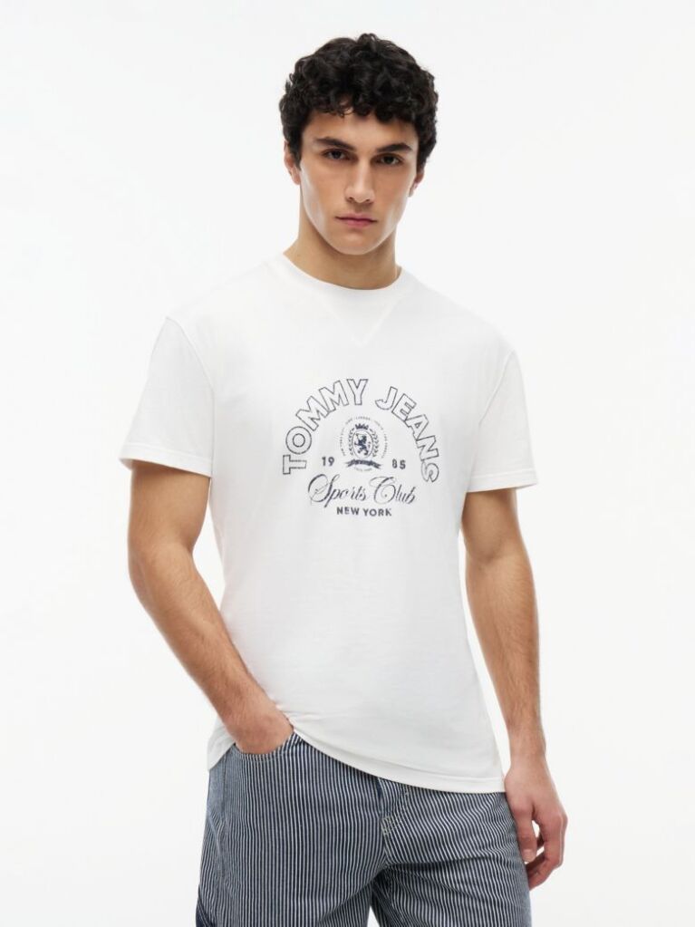 White Crest Logo Peached Jersey T-Shirt  Men
