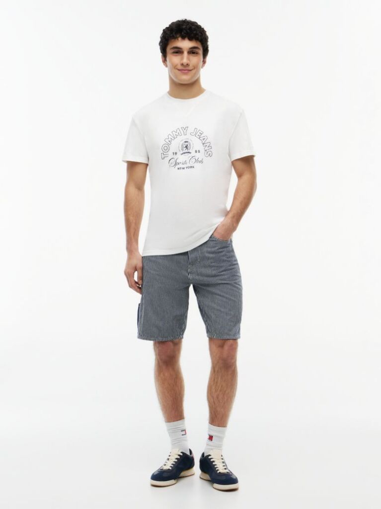 White Crest Logo Peached Jersey T-Shirt  Men