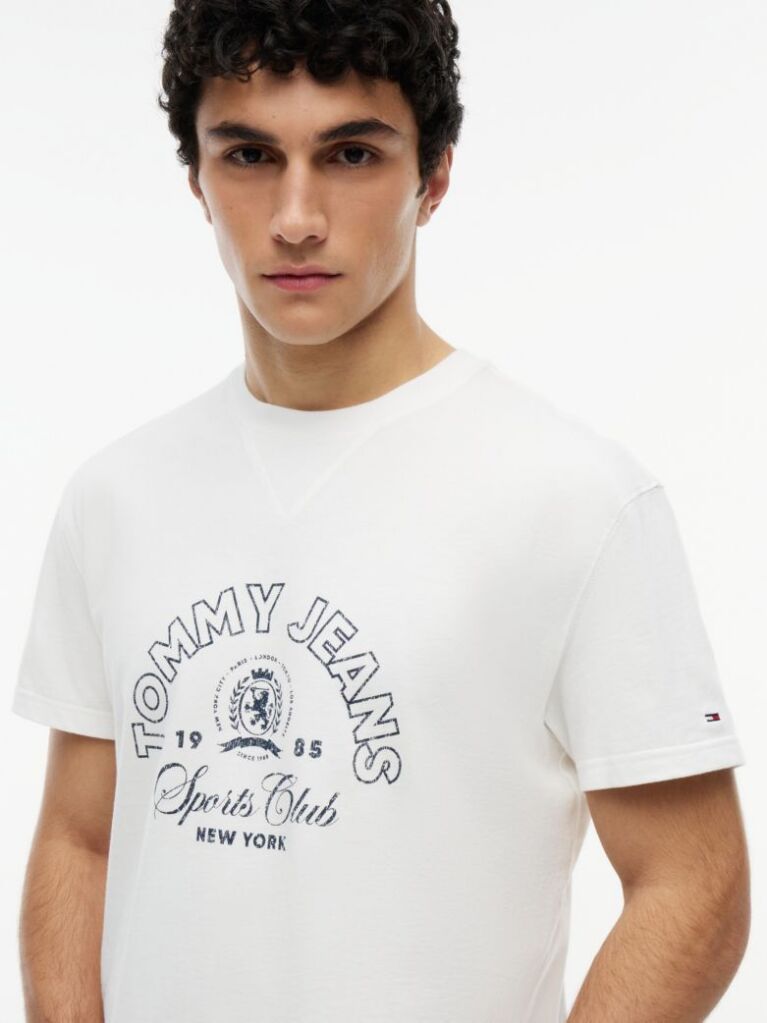 White Crest Logo Peached Jersey T-Shirt  Men