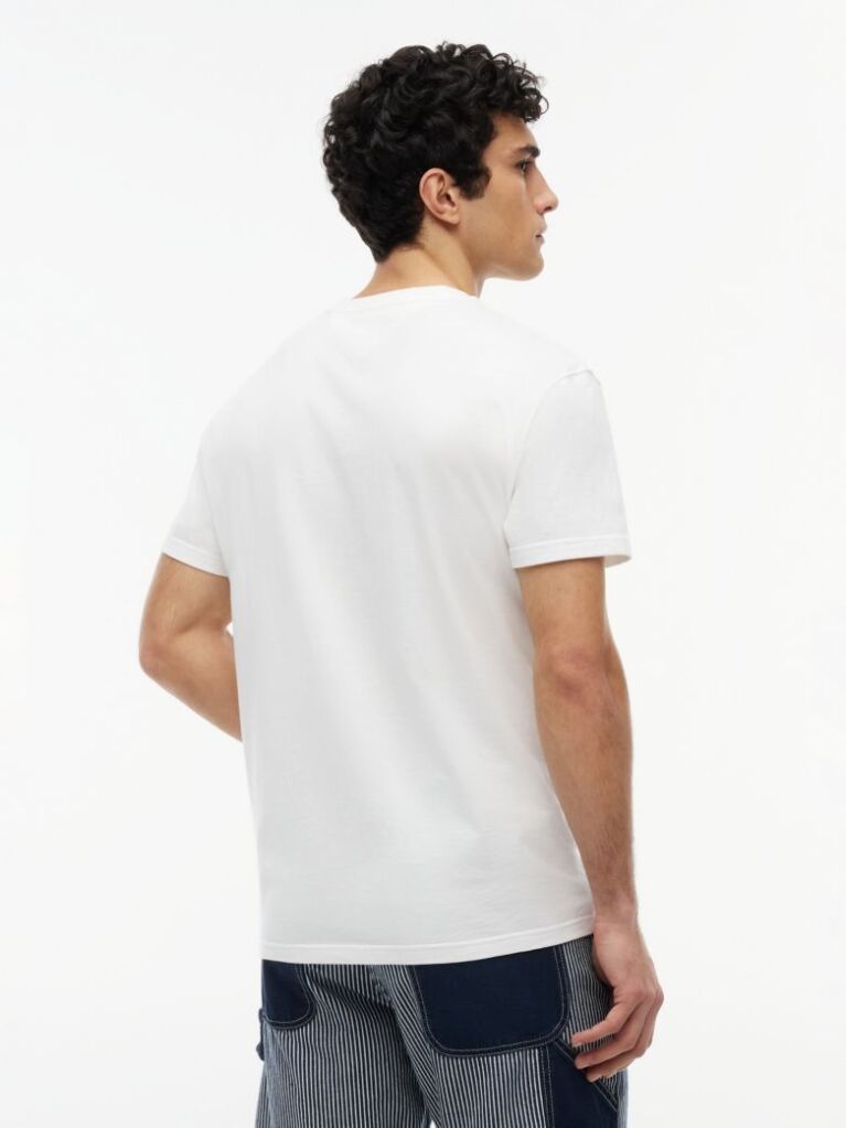 White Crest Logo Peached Jersey T-Shirt  Men