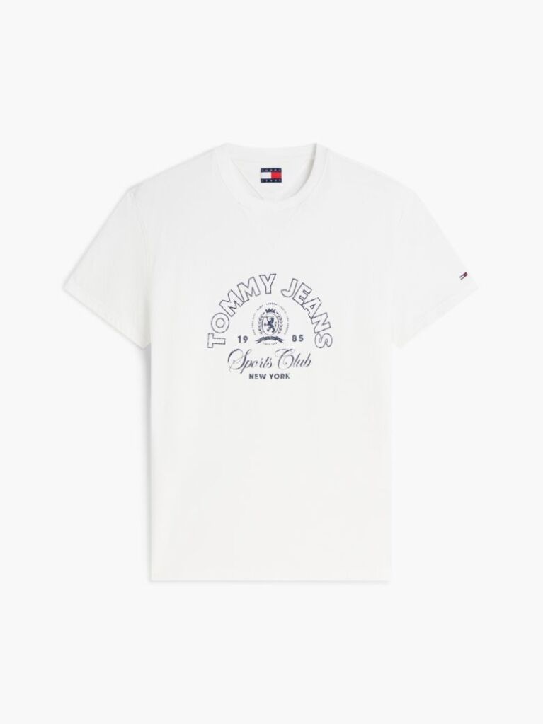 White Crest Logo Peached Jersey T-Shirt  Men