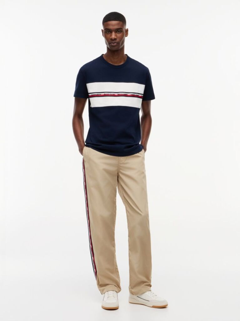 Blue Global Stripe Tape Peached Jersey T-Shirt  Men
