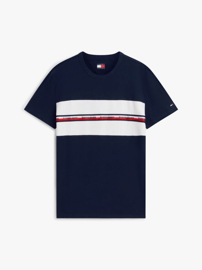 Blue Global Stripe Tape Peached Jersey T-Shirt  Men