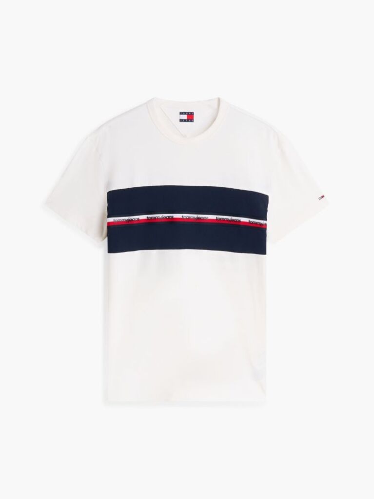 White Global Stripe Tape Peached Jersey T-Shirt  Men