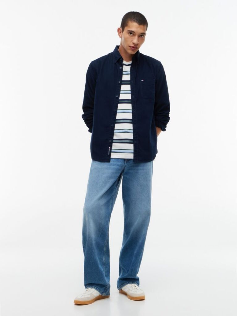 Blue Regular Fit Button-Down Corduroy Shirt  Men