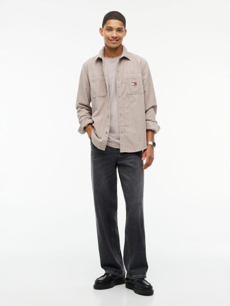 Brown Relaxed Fit Patch Pocket Corduroy Shirt  Men