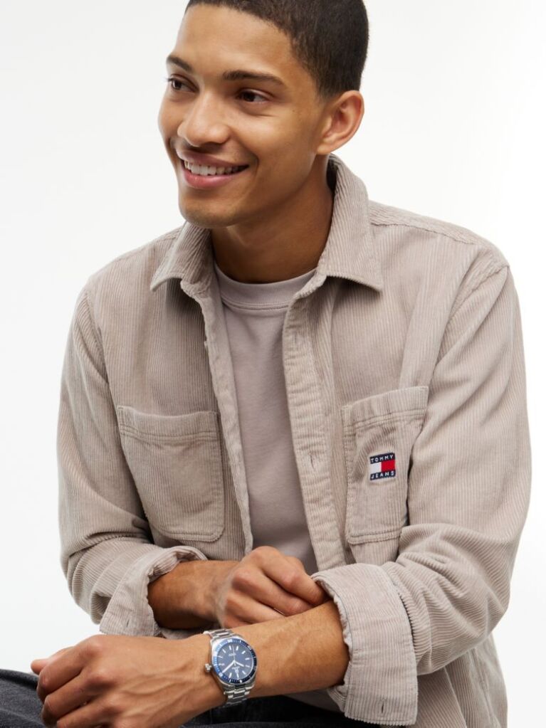 Brown Relaxed Fit Patch Pocket Corduroy Shirt  Men