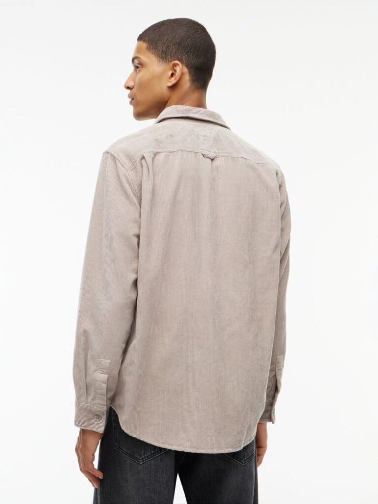 Brown Relaxed Fit Patch Pocket Corduroy Shirt  Men