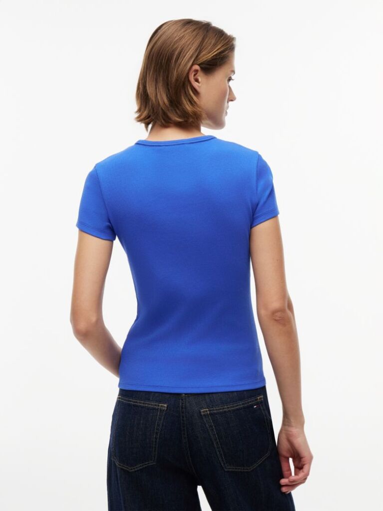 Blue Essential Slim Rib-Knit T-Shirt  Women