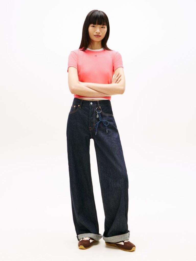 Pink Essential Slim Rib-Knit T-Shirt  Women