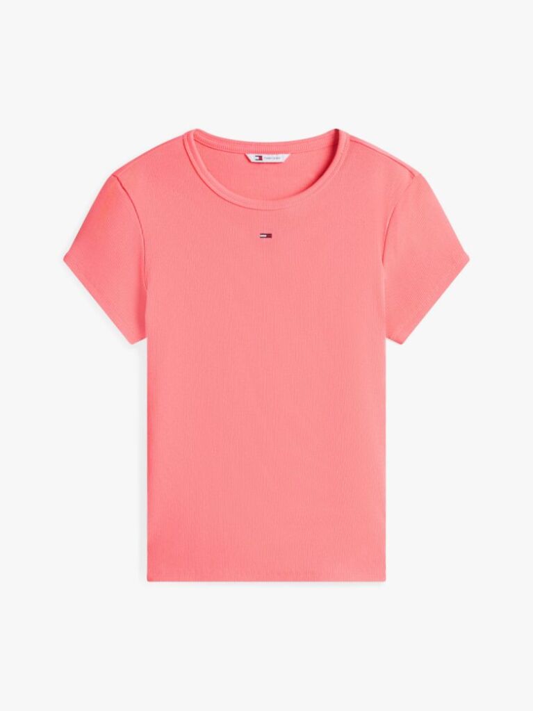 Pink Essential Slim Rib-Knit T-Shirt  Women