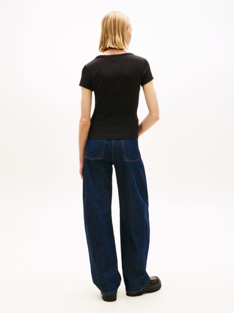 Black Essential V-Neck Slim Fit T-Shirt  Women
