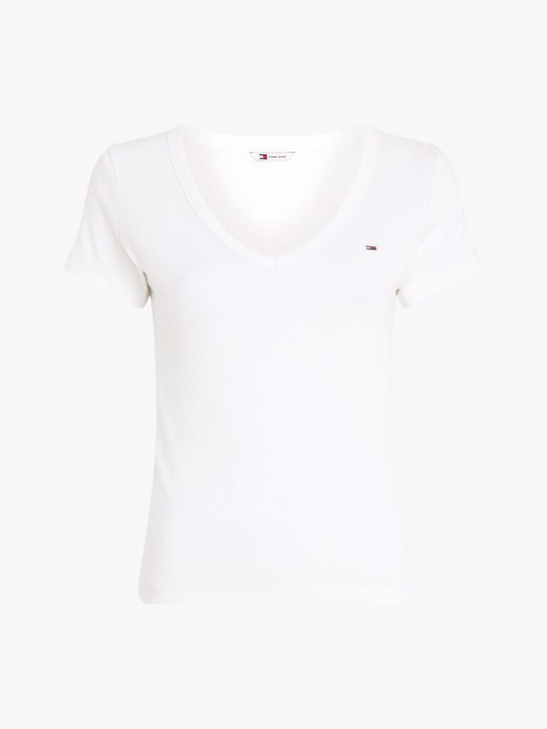 White Essential V-Neck Slim Fit T-Shirt  Women