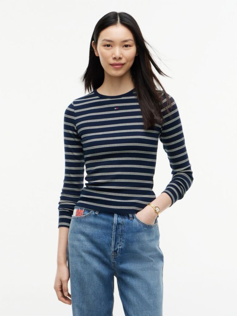 Multi Ribbed Slim Long Sleeve T-Shirt  Women